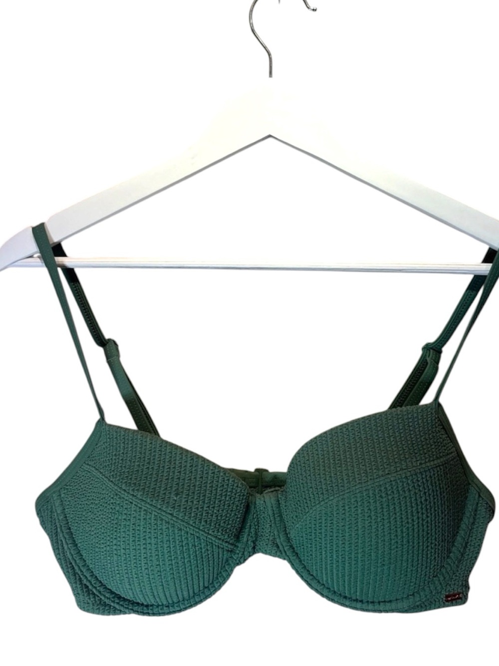 Victoria’s Secret Pink Bikini Top Green Textured Size Large